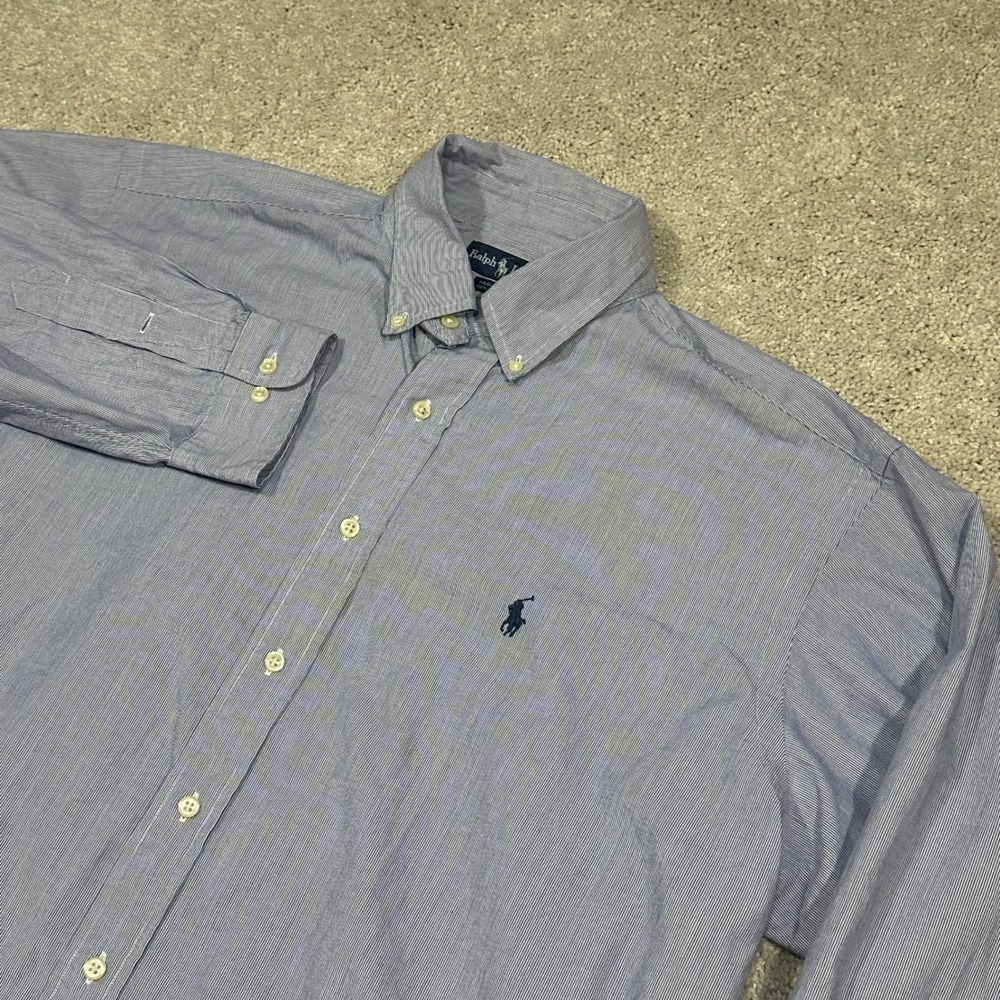 Ralph Lauren Mens Button Down Long Sleeve Yarmouth Striped Dress Shirt Read